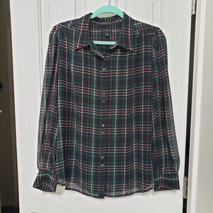 EUC Ann Taylor Plaid Blouse L